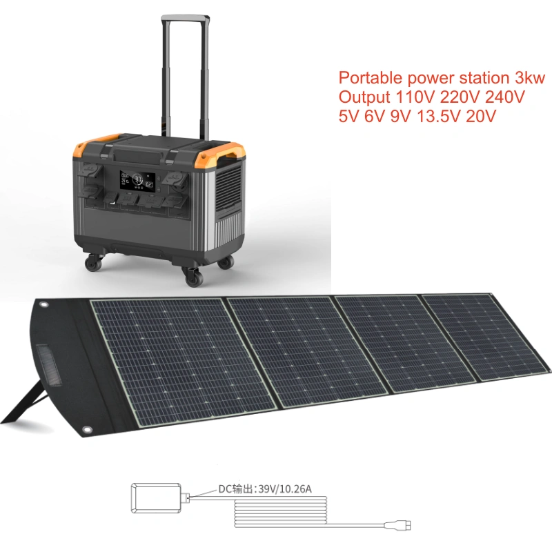 solar power station 3kw with folding solar panel 400W